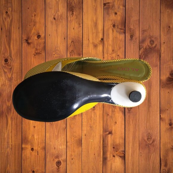 Aldo Women's Size 36/US 6 Slip On Kitten Heel Daisy Dot Print Sandals READ - Picture 7 of 9